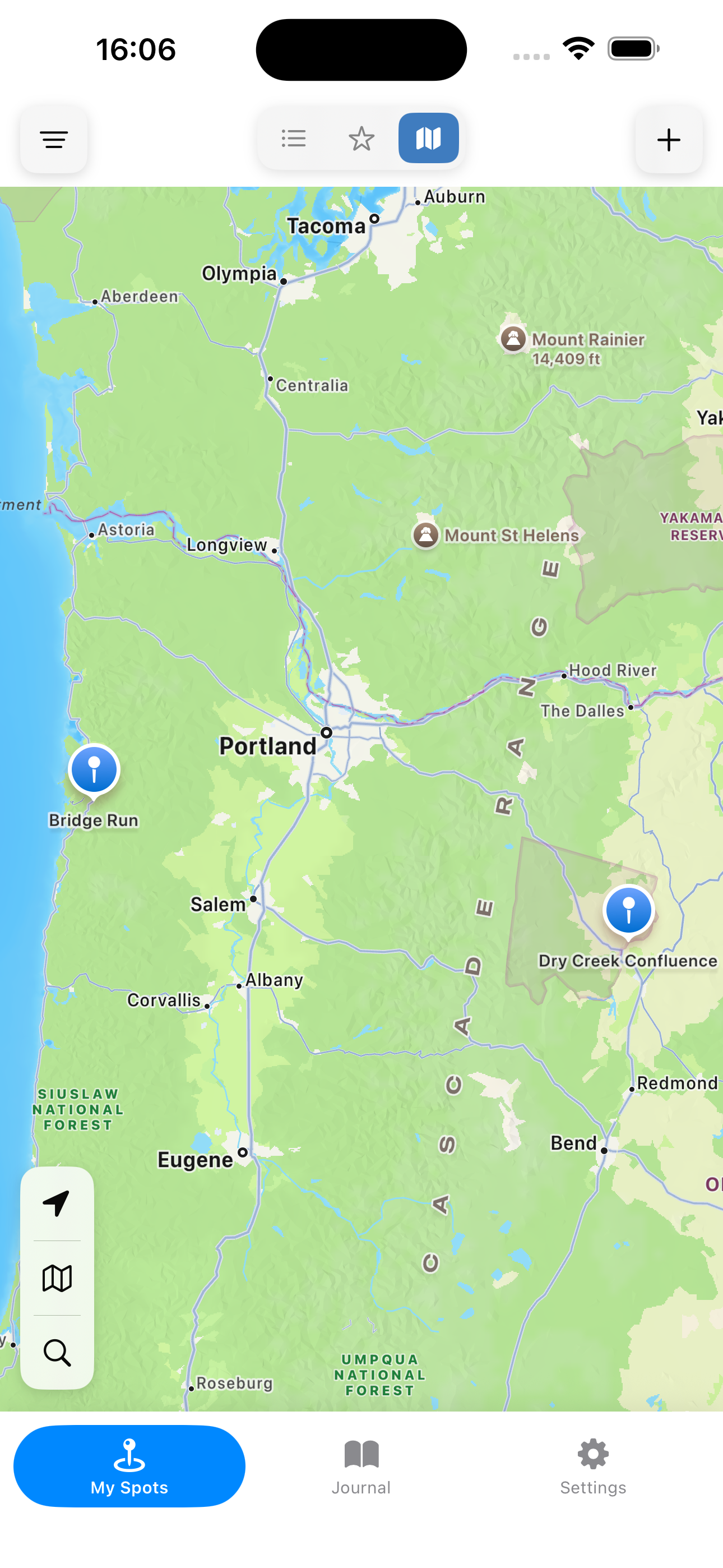 Map view with location pins