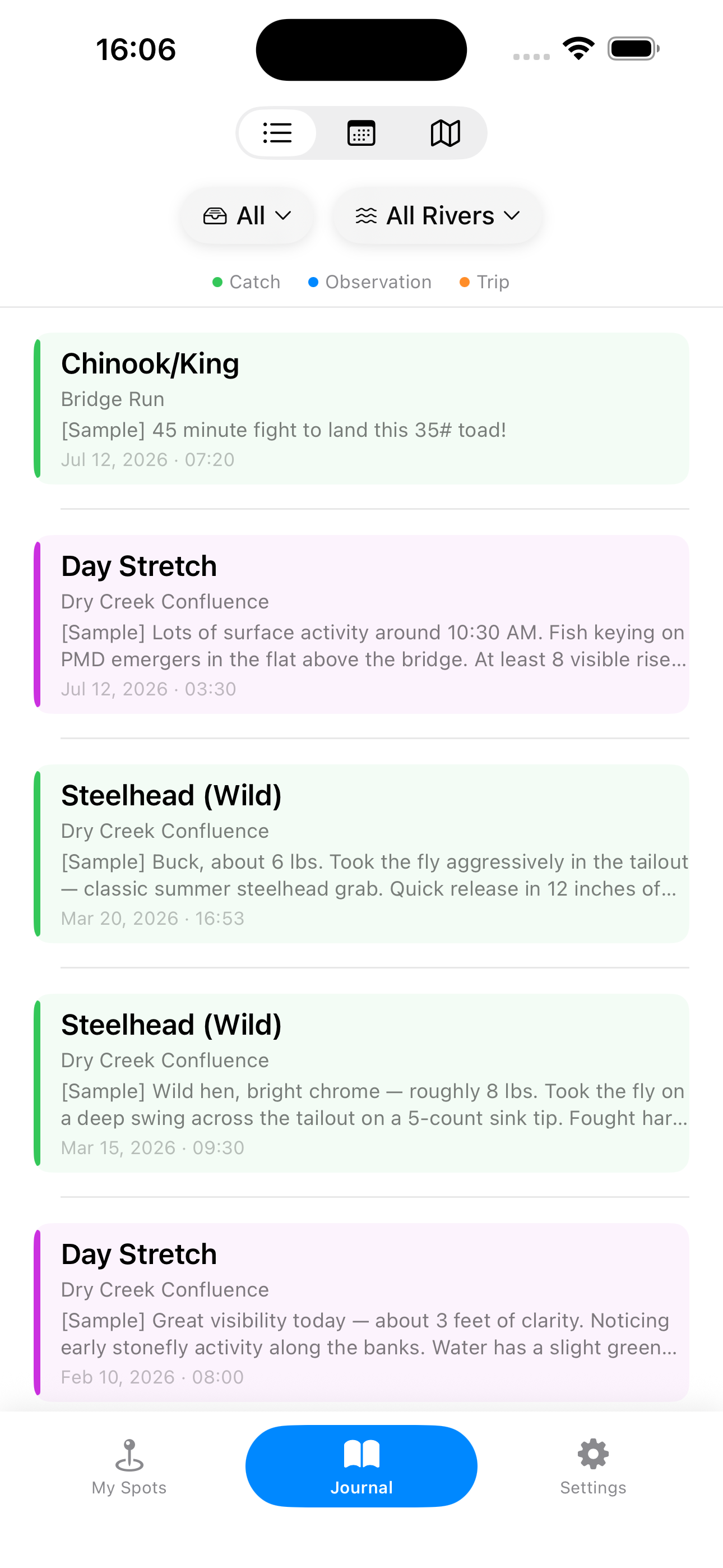 Journal with observations and trip reports